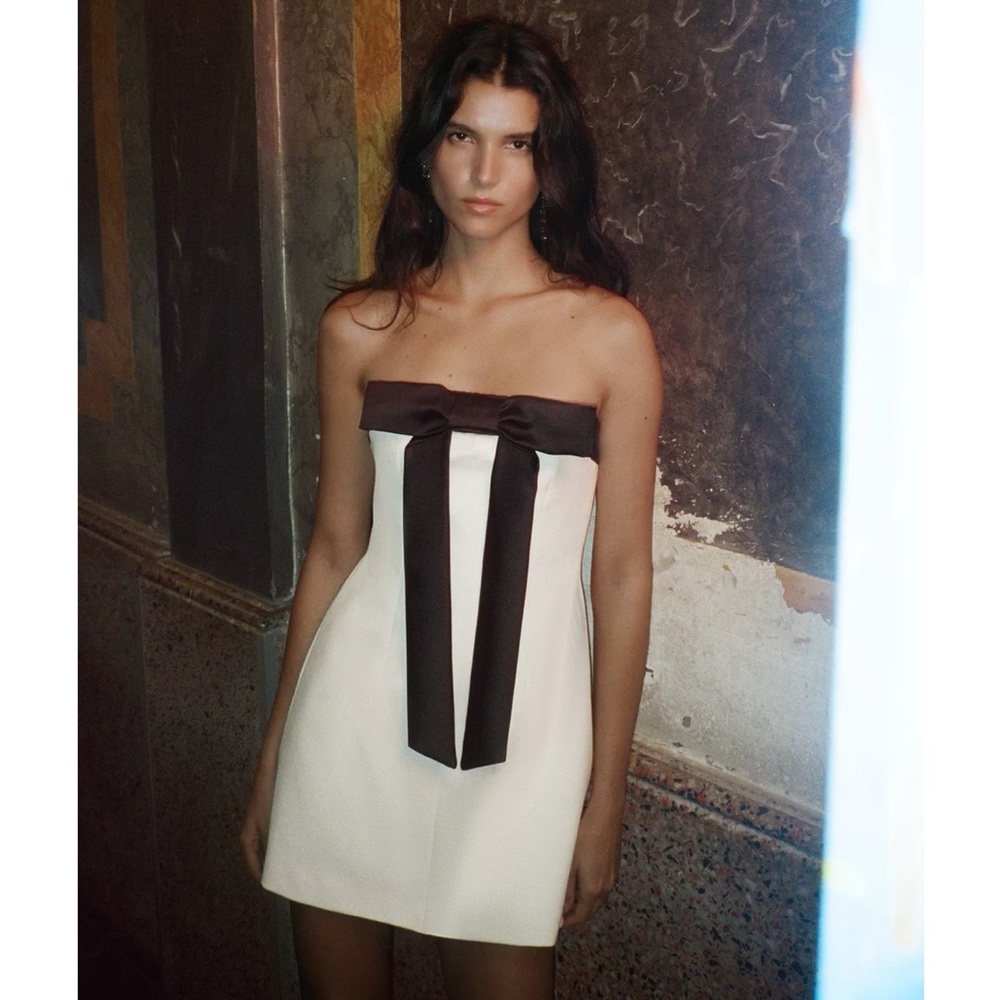 Zara STRAPLESS BOW DRESS